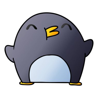 Degrade çizgi film sevimli kawaii mutlu penguen