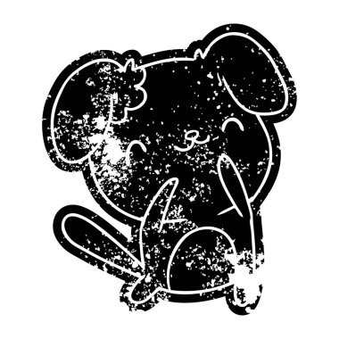 Grunge simgesi kawaii şirin bir köpek sıkıntılı