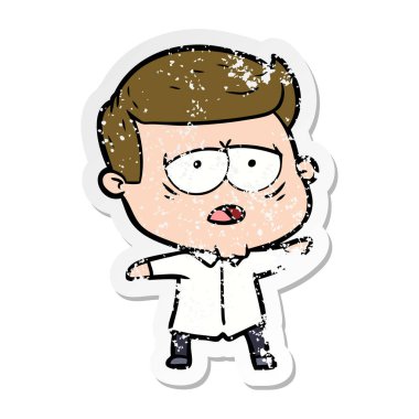 bir karikatür dostum yorgun sıkıntılı etiket