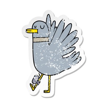 ahşap güvercin çırparak bir karikatür sıkıntılı etiket