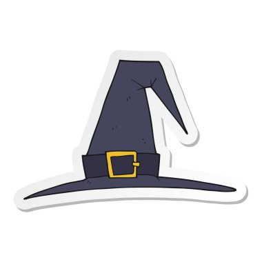 etiket bir karikatür cadı şapka
