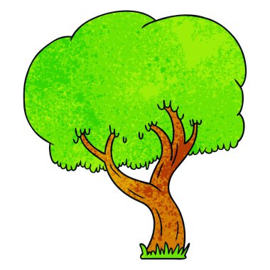 dokulu karikatür doodle yaz ağaç