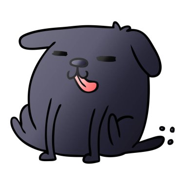 Degrade çizgi film illüstrasyon kawaii şirin bir köpek