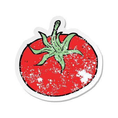 bir çizgi film domates Retro sıkıntılı etiket