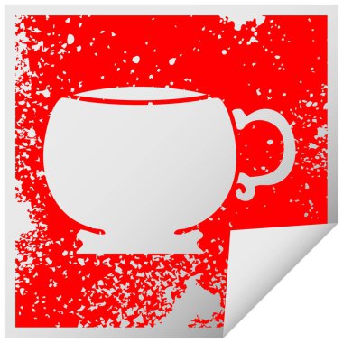 ilginç sıkıntılı kare peeling etiket sembolü kupa