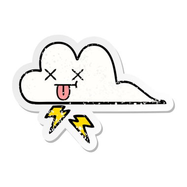sevimli çizgi gök gürültüsü bulut sıkıntılı etiket