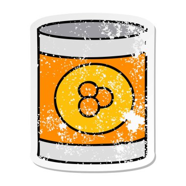 elle çizilmiş etiket karikatür doodle şeftali konservesi, sıkıntılı