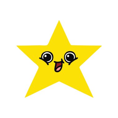 düz renk retro karikatür altın bir yıldız