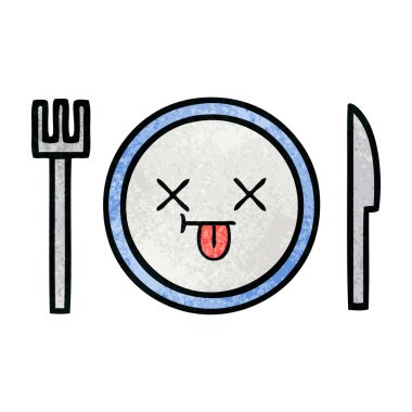 Retro grunge doku karikatür yemek tabağı