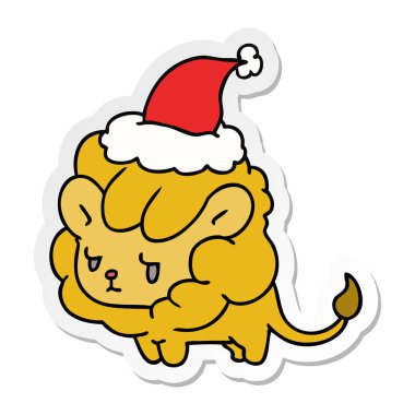 Noel etiket karikatür kawaii aslan