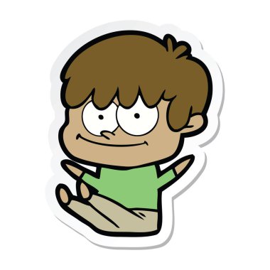 bir mutlu çizgi film adamın etiket