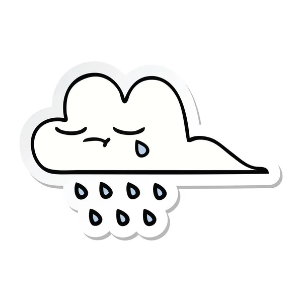 Sticker Cute Cartoon Rain Cloud — Stock Vector