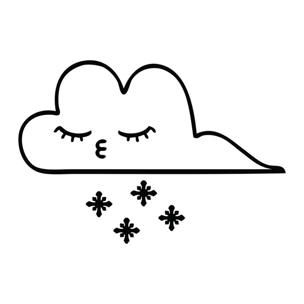Линия рисования мультфильма буря снежное облако — стоковый вектор