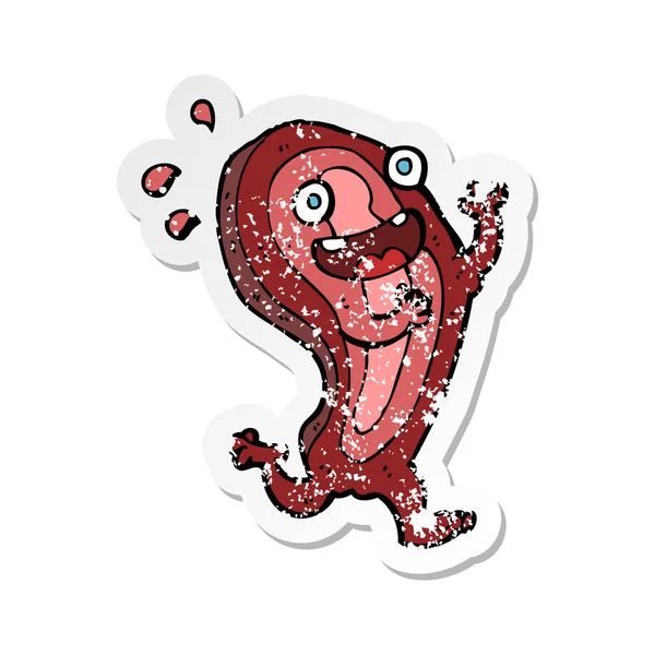 Retro Distressed Sticker Meat Cartoon Character — Stock Vector