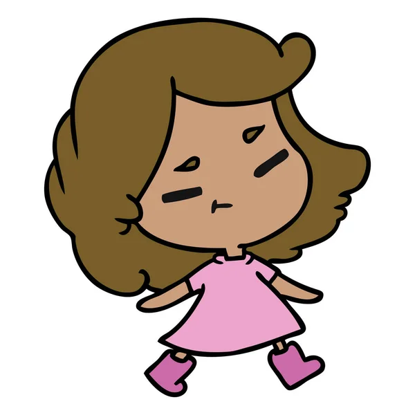 Cartoon Illustration Cute Kawaii Girl — Stock Vector
