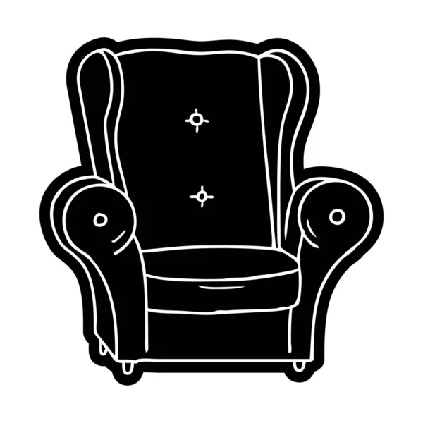 Рисунок старого кресла с иконой — стоковый вектор