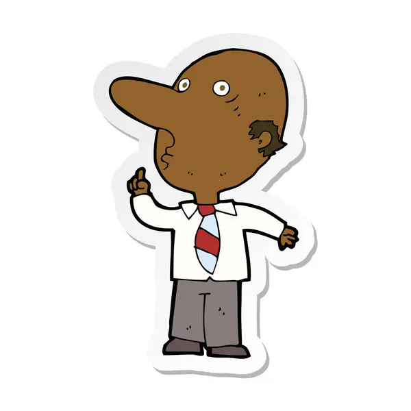 Sticker Cartoon Bald Man Asking Question — Stock Vector
