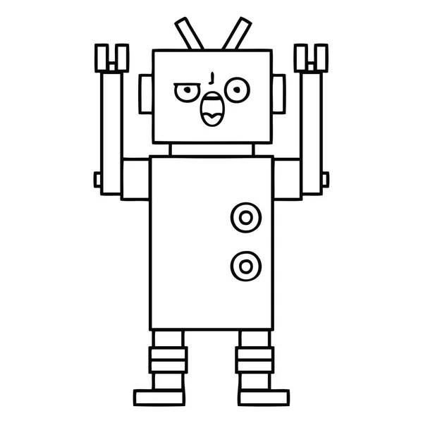 线画卡通的愤怒的机器人 — 图库矢量图片