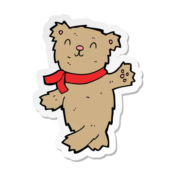 Pegatina Oso Peluche Ondeante Dibujos Animados — Vector de stock