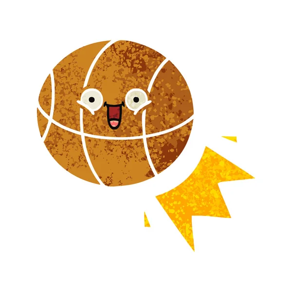 Dessin Animé Style Illustration Rétro Basket Ball — Image vectorielle