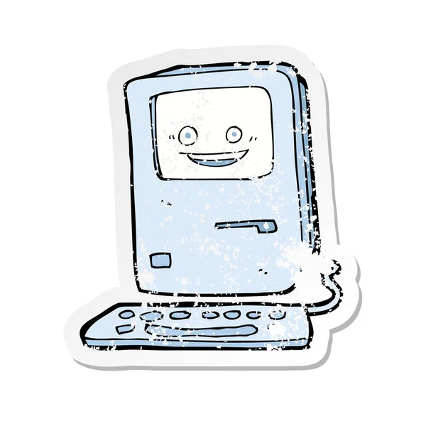 Retro Noodlijdende Sticker Van Een Oude Computer Van Cartoon — Stockvector