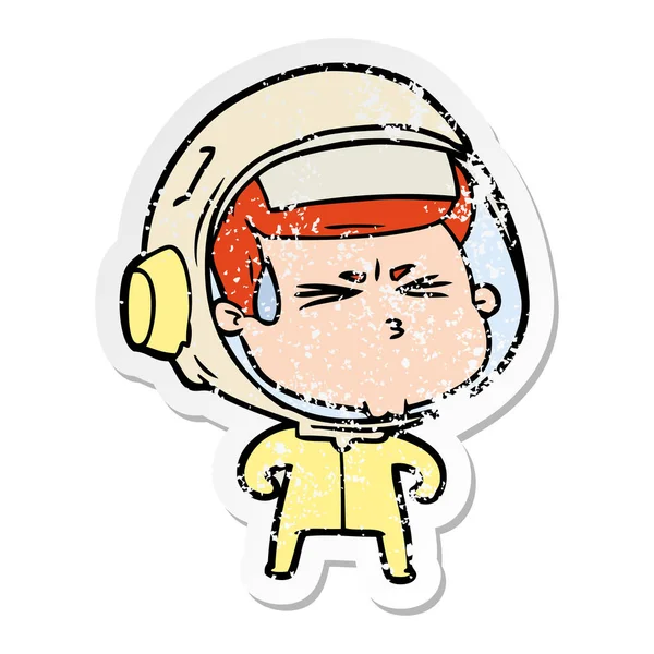 Distressed Sticker Cartoon Stressed Astronaut — Stock Vector