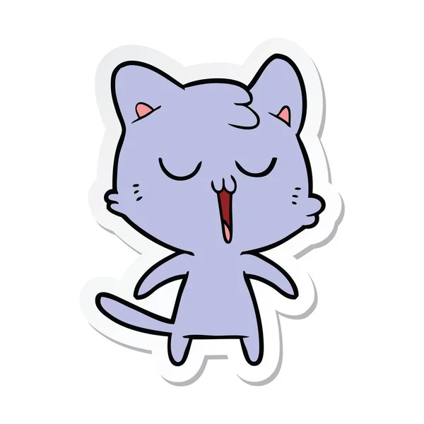 Sticker Cartoon Cat Singing — Stock Vector