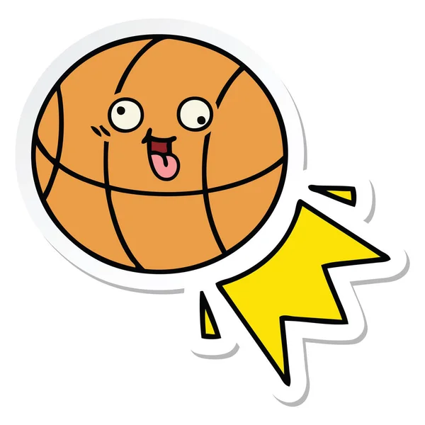 かわいい漫画のバスケット ボールのステッカー — ストックベクタ