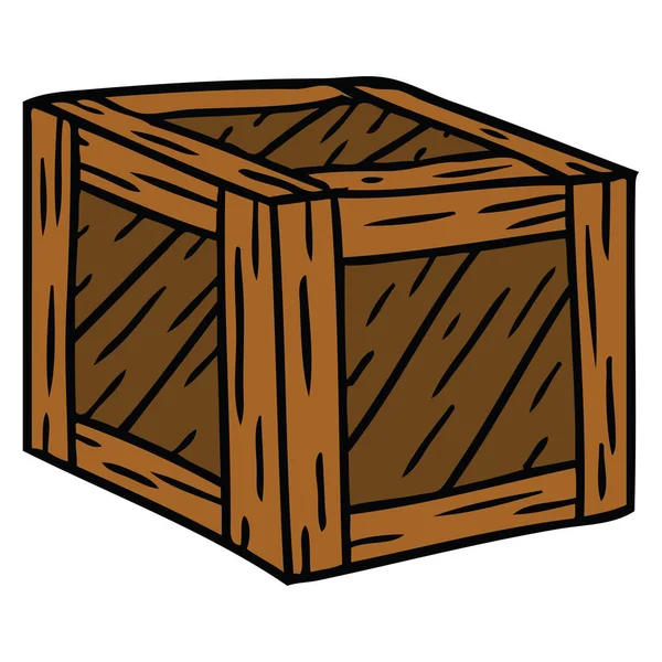 Doodle de desenho animado de uma caixa de madeira — Vetor de Stock