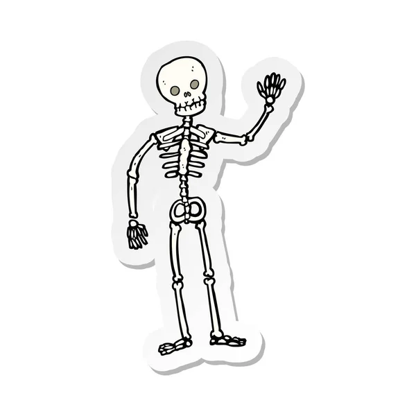 Aufkleber Eines Cartoon Skeletts Weht — Stockvektor