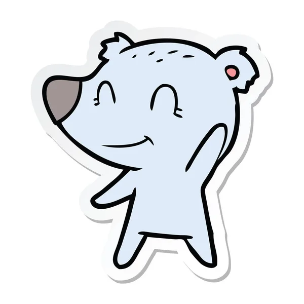 Etiqueta Desenho Animado Urso Amigável — Vetor de Stock