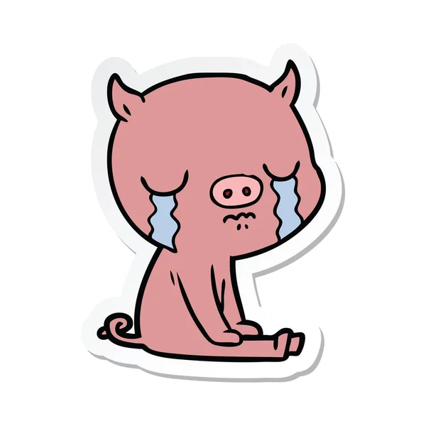 Наклейка мультяшного свинячого плачу — стоковий вектор