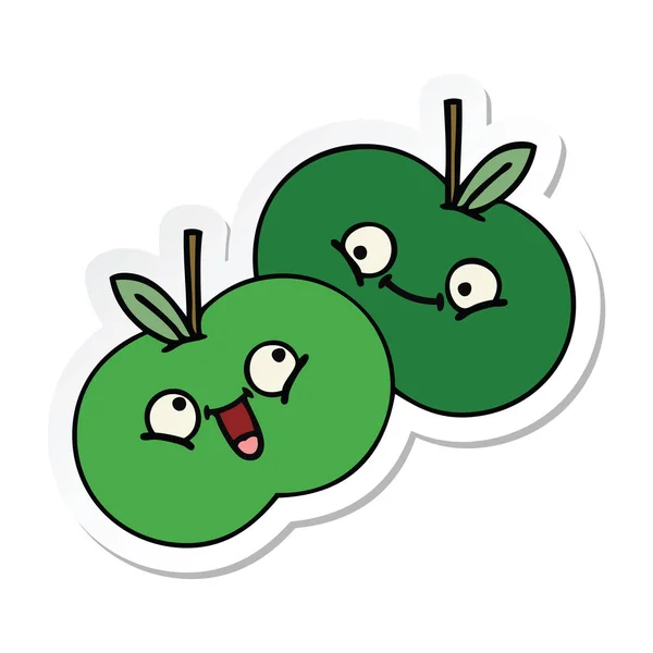 Sticker Cute Cartoon Apples — Stock Vector