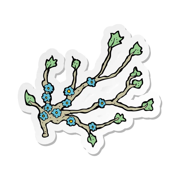 Klistermärke av en tecknad blommande gren — Stock vektor