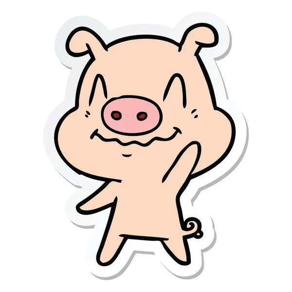 Autocollant Cochon Dessin Animé Nerveux Agitant — Image vectorielle