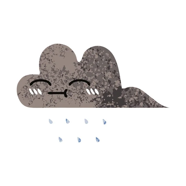 Retro Illustrazione Stile Cartone Animato Una Tempesta Pioggia Nuvola — Vettoriale Stock