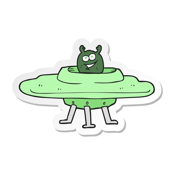 Sticker Cartoon Spaceship — Stock Vector