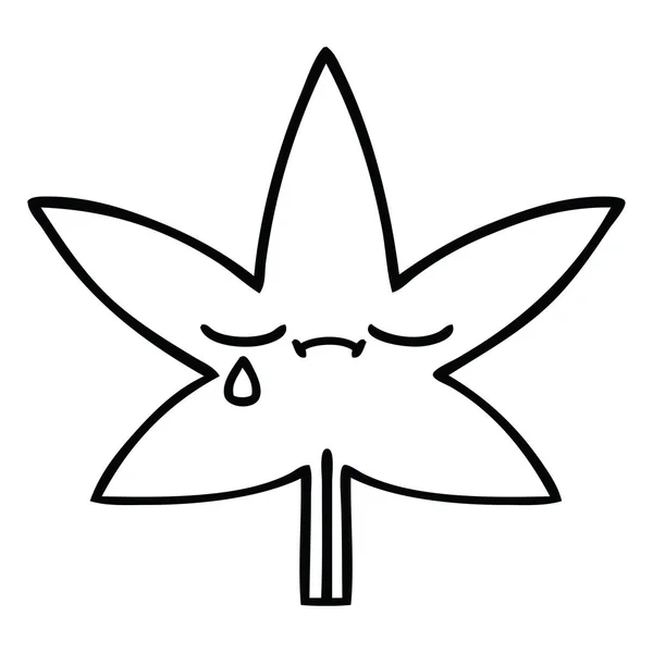 Γραμμικό Σχέδιο Καρτούν Του Ένα Φύλλο Μαριχουάνα — Διανυσματικό Αρχείο