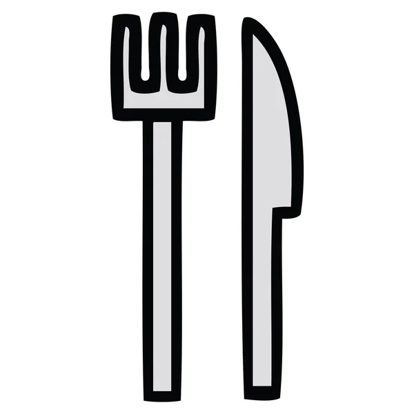 Cute Cartoon Knife Fork — Stock Vector