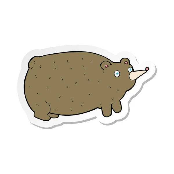 Adesivo di un divertente orso dei cartoni animati — Vettoriale Stock