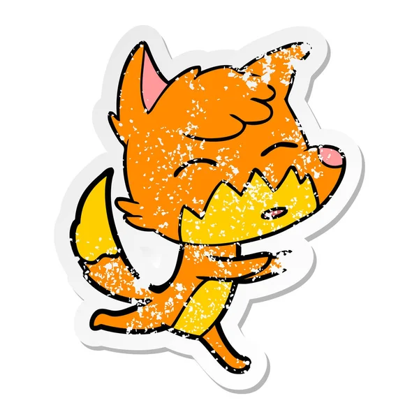 Distressed sticker of a cartoon fox — Stock Vector