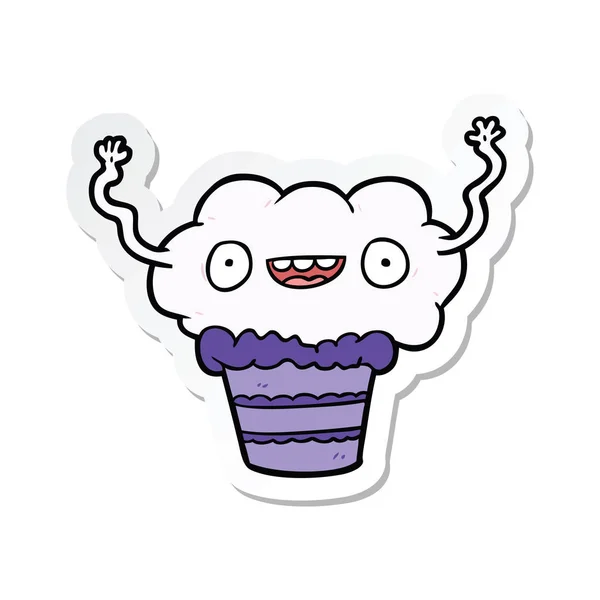 Sticker Van Een Cartoon Cupcake — Stockvector