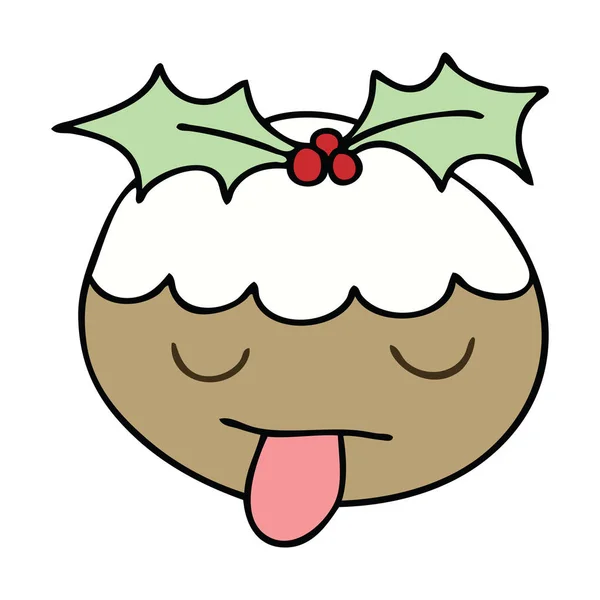 Handgezeichneter Skurriler Cartoon Christmas Pudding — Stockvektor