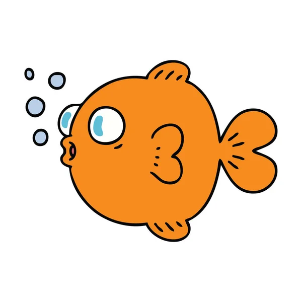 Dibujado Mano Peculiar Peces Dibujos Animados — Vector de stock