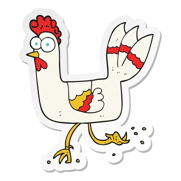 Sticker of a cartoon chicken running — Stock Vector