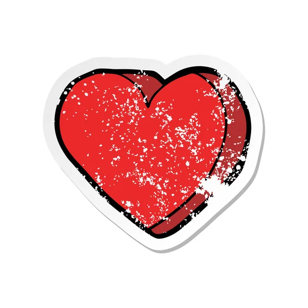 Distressed Sticker Cartoon Love Heart — Stock Vector