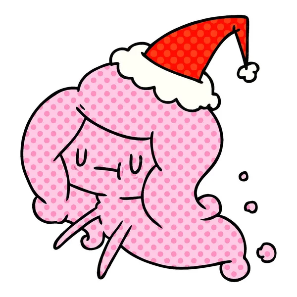 Caricatura Navidad Dibujada Mano Fantasma Kawaii — Vector de stock