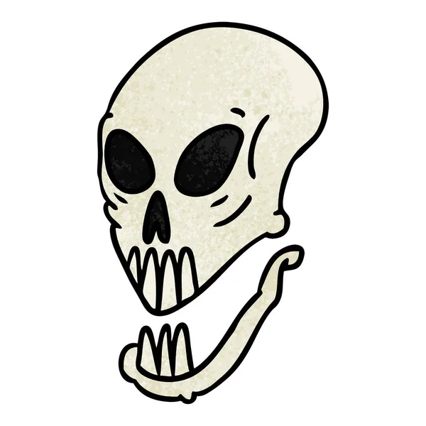 Hand Drawn Textured Cartoon Doodle Skull Head — Stock Vector