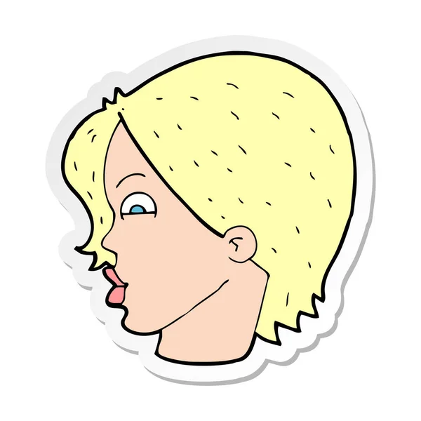 Sticker Cartoon Female Face — Stock Vector