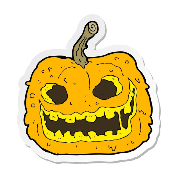 Sticker of a cartoon spooky pumpkin — Stock Vector